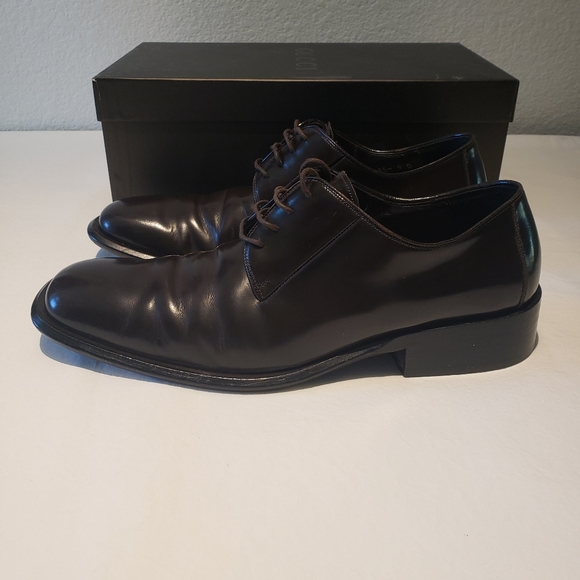Gucci Mens Lace Up Dress Shoes, Dark Brown, Leather Soles, Size 9. - Picture 2 of 6
